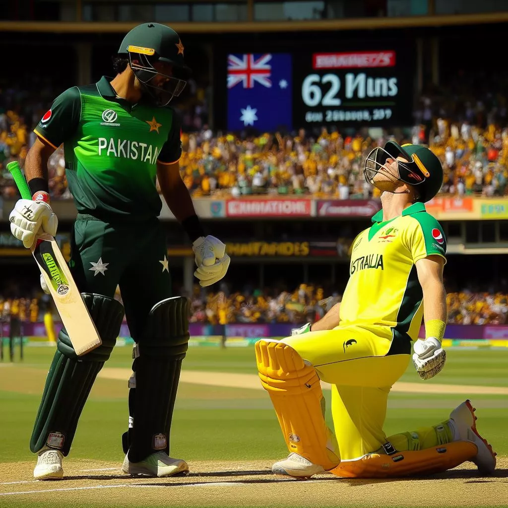 Australia defeated Pakistan by 62 runs in a thrilling match at Bengaluru.